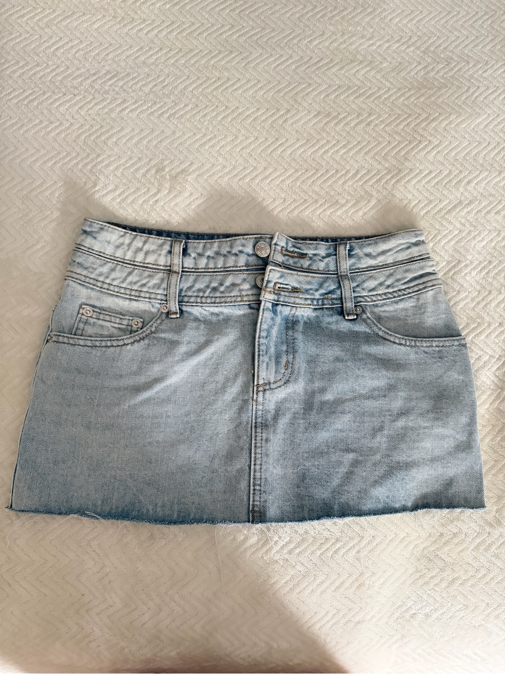 Edikted Double-Button Jean Skirt